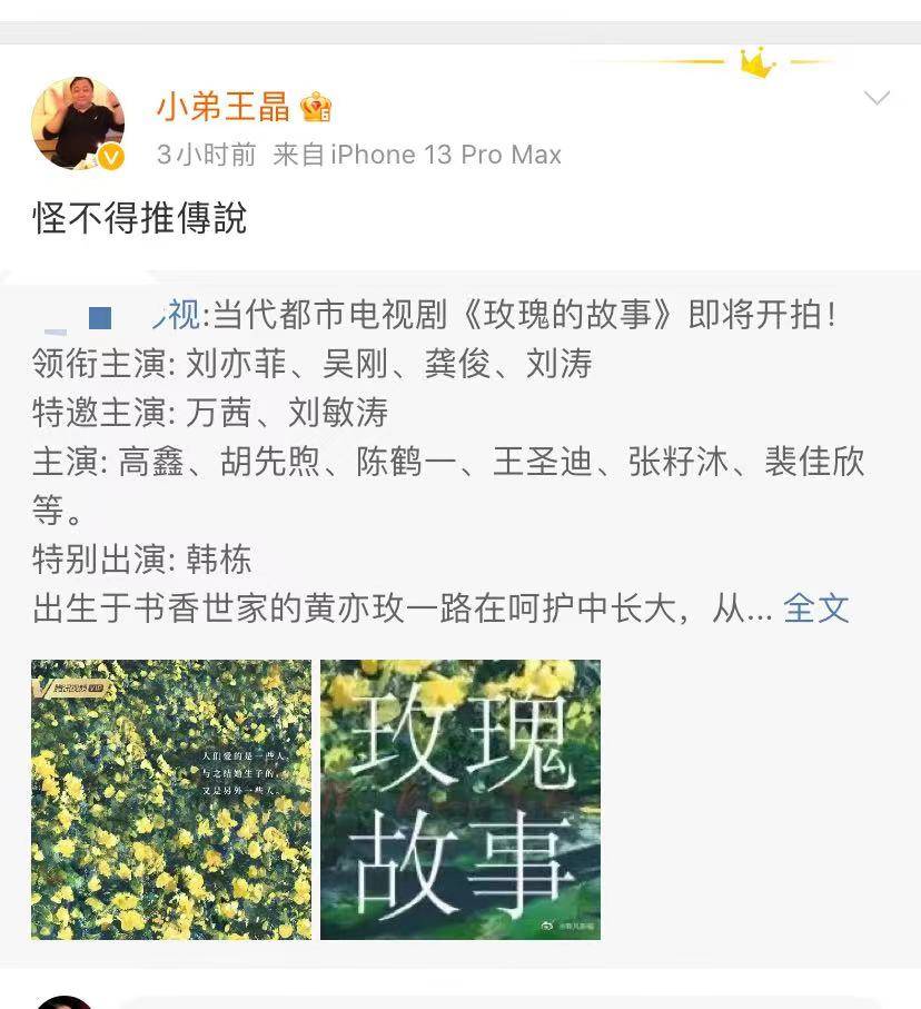 王晶爆料，刘亦菲推掉成龙新片《传说》，接演电视剧《玫瑰的故事》？